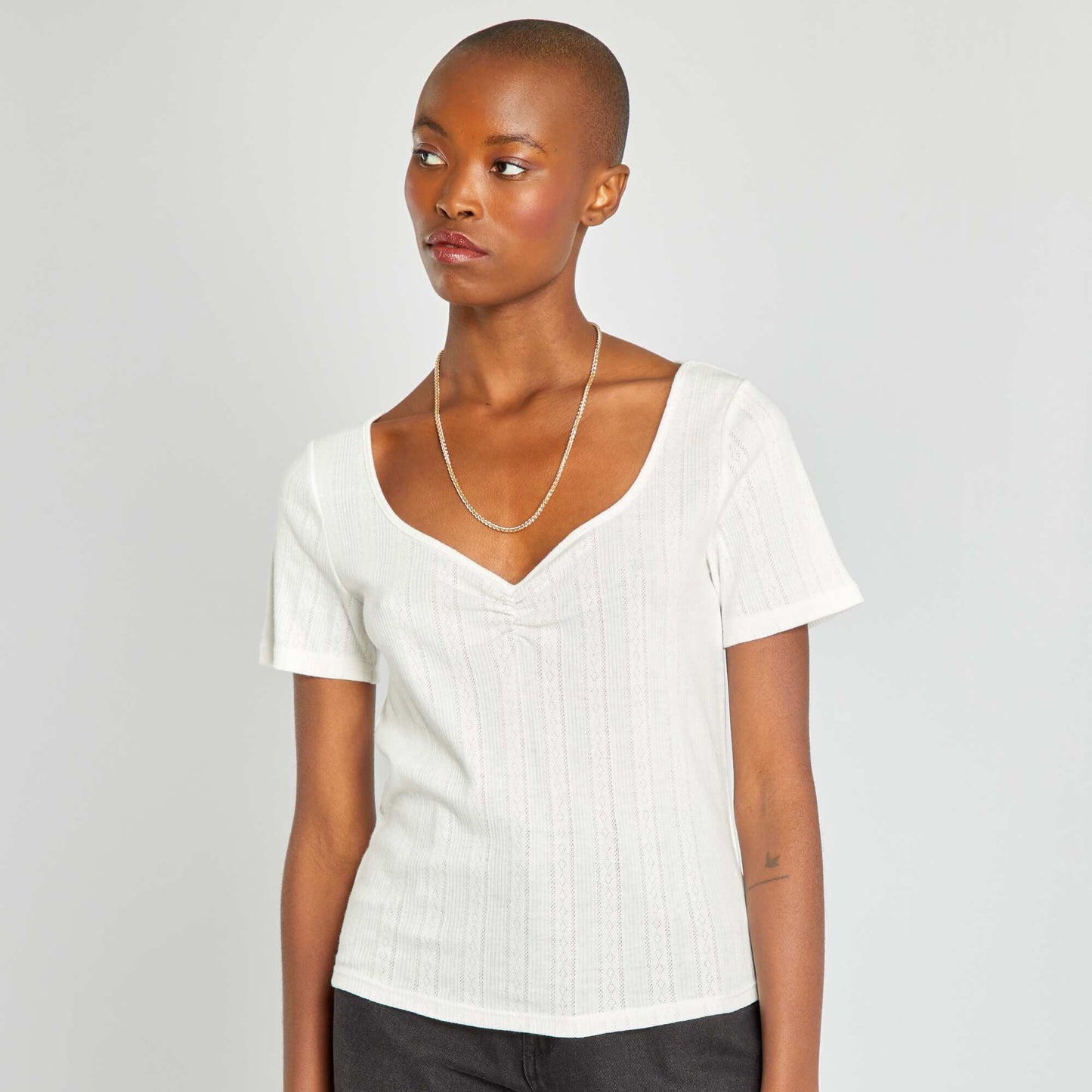 T-shirt en maille pointelle blanc