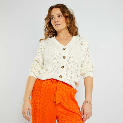 Gilet en crochet Blanc