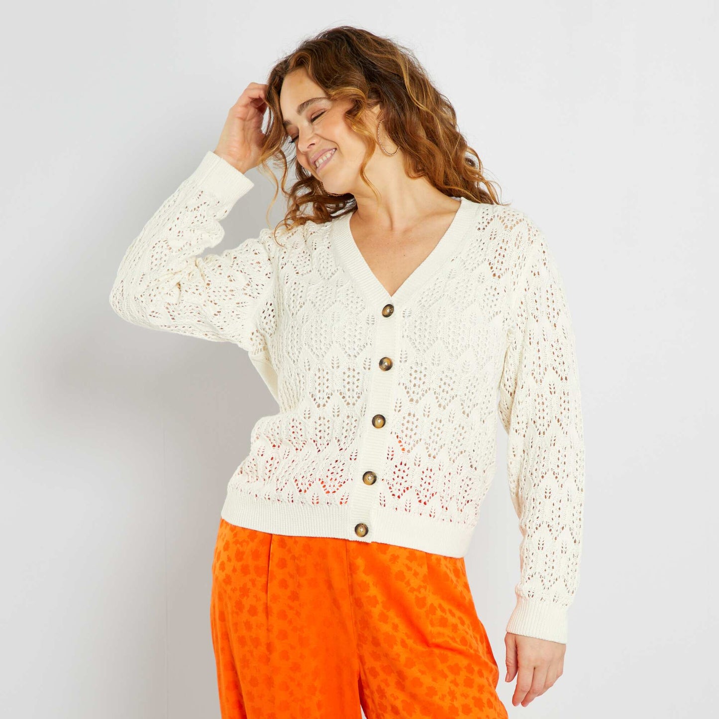 Gilet en crochet Blanc