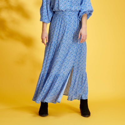 Jupe longue fluide Bleu