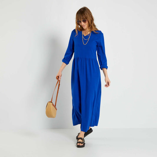 Robe longue vas e en canvas et lin Bleu lectrique