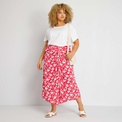 Jupe en maille cr p e avec imprim Rose