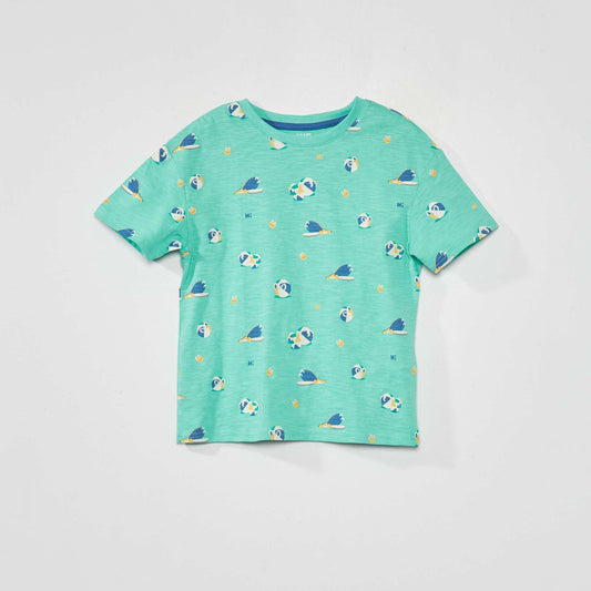 Tee-shirt moulin avec imprim 'plage' Vert