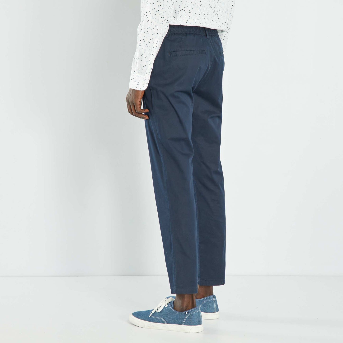 Pantalon chino slim taille lastiqu e Bleu