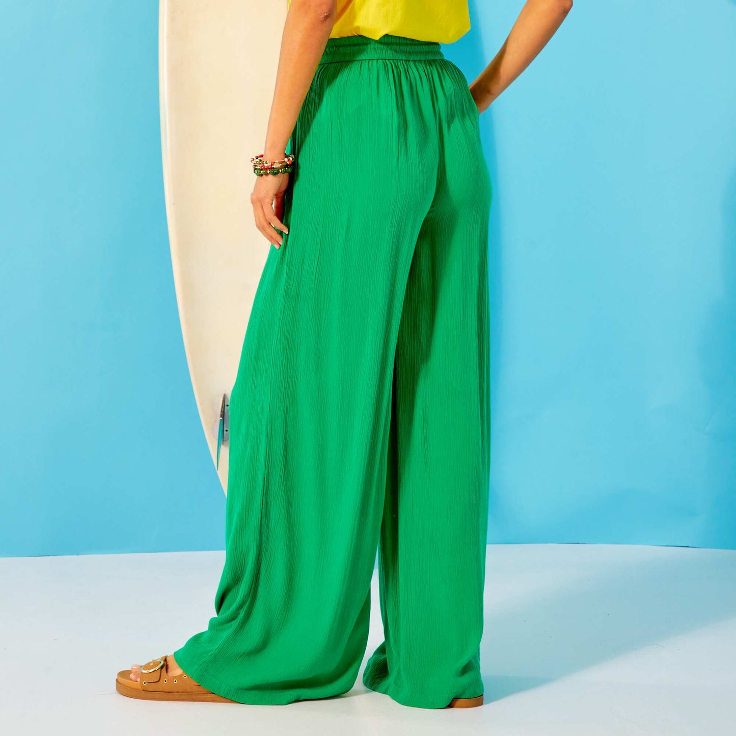 Pantalon large avec lastique vert jardin