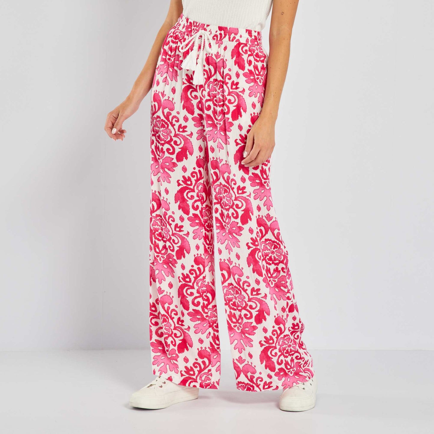 Pantalon large avec lastique Rose