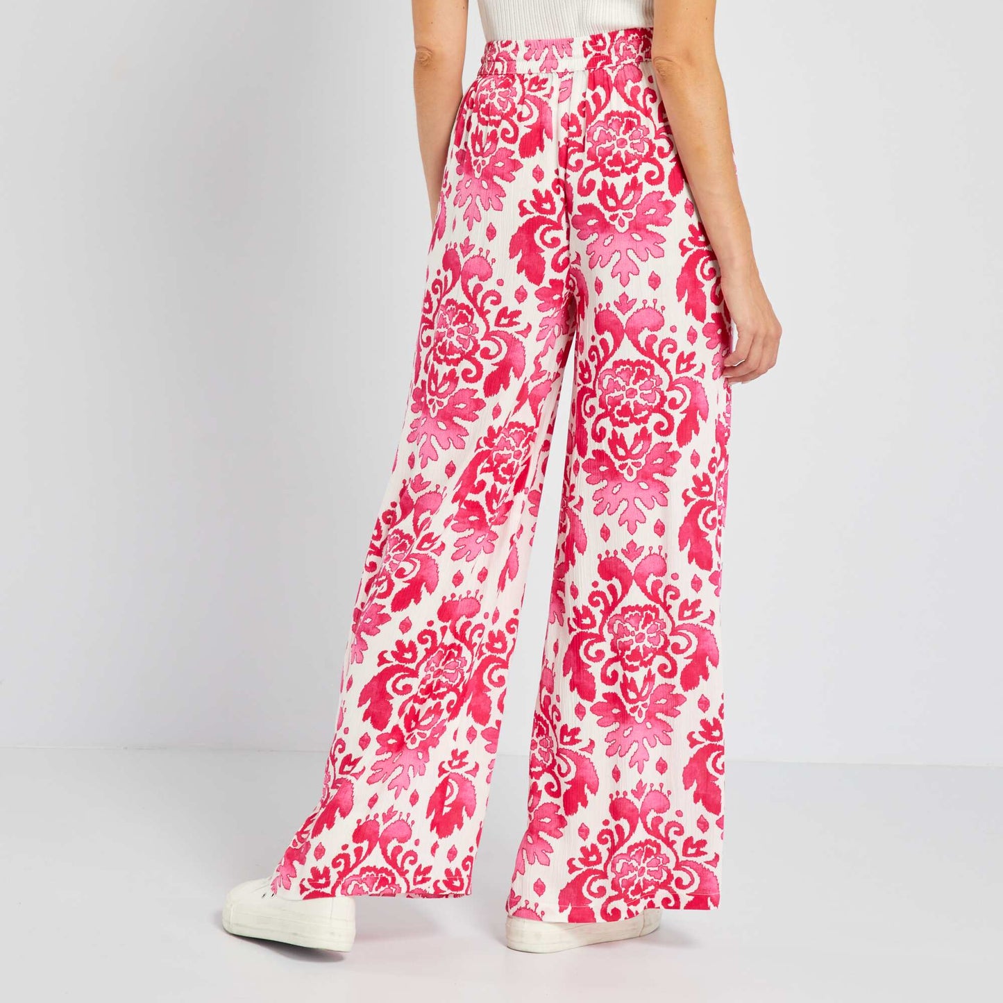 Pantalon large avec lastique Rose