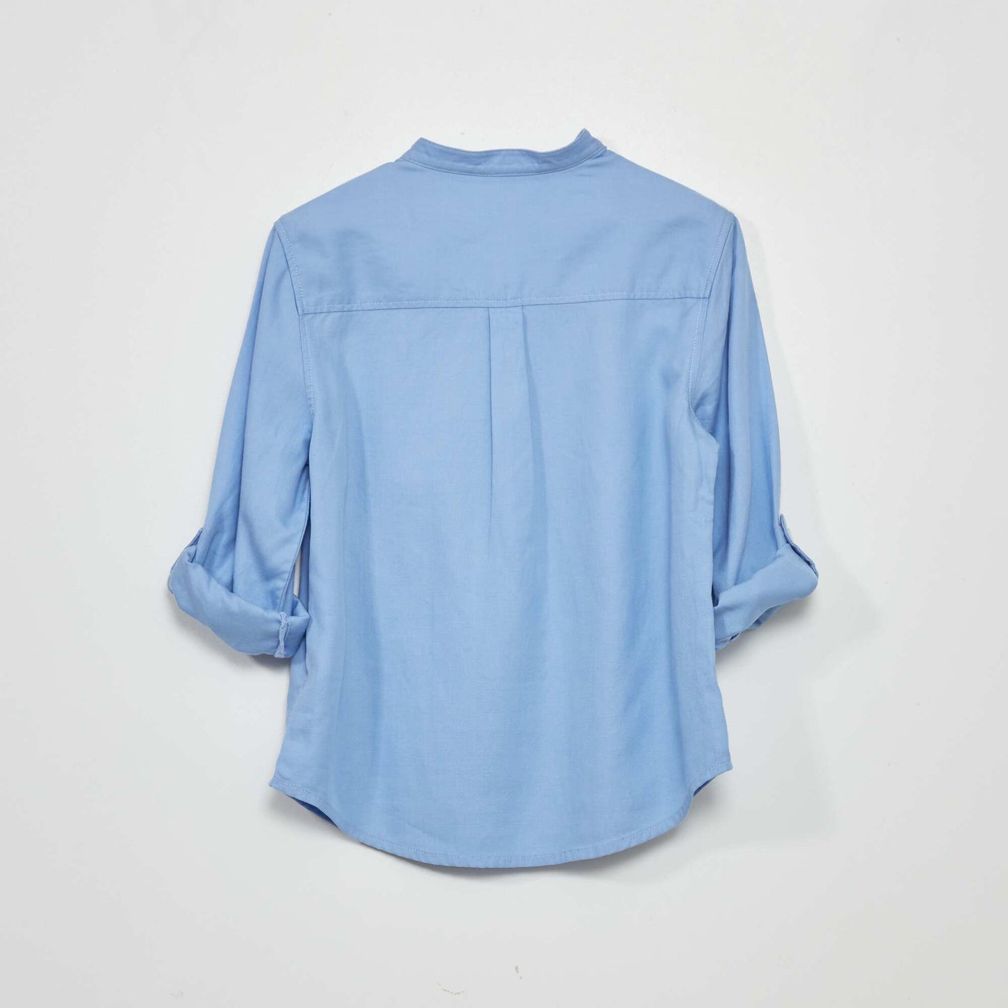 Chemise col mao en lyocell avec lin Bleu