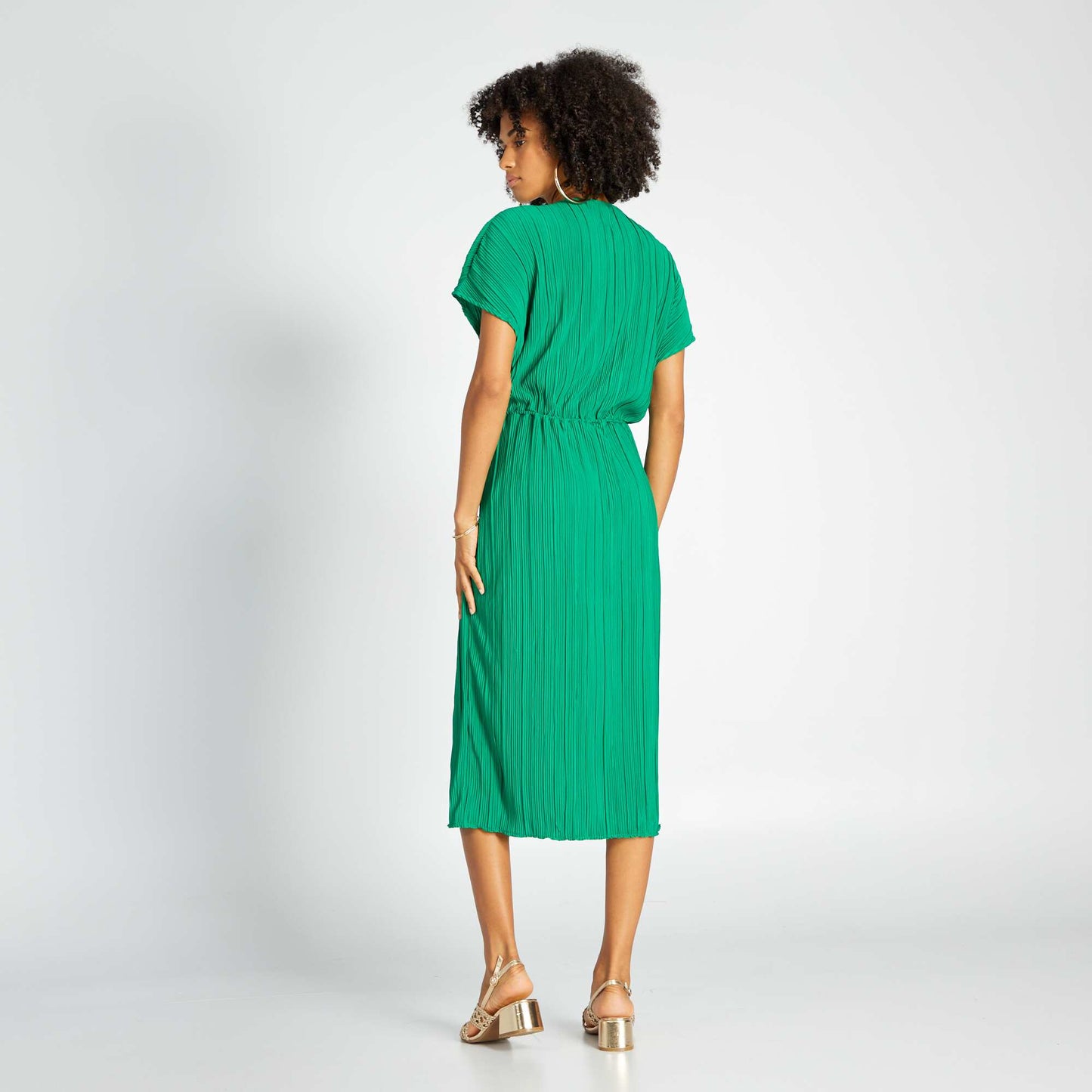 Robe maille pliss e vert jardin