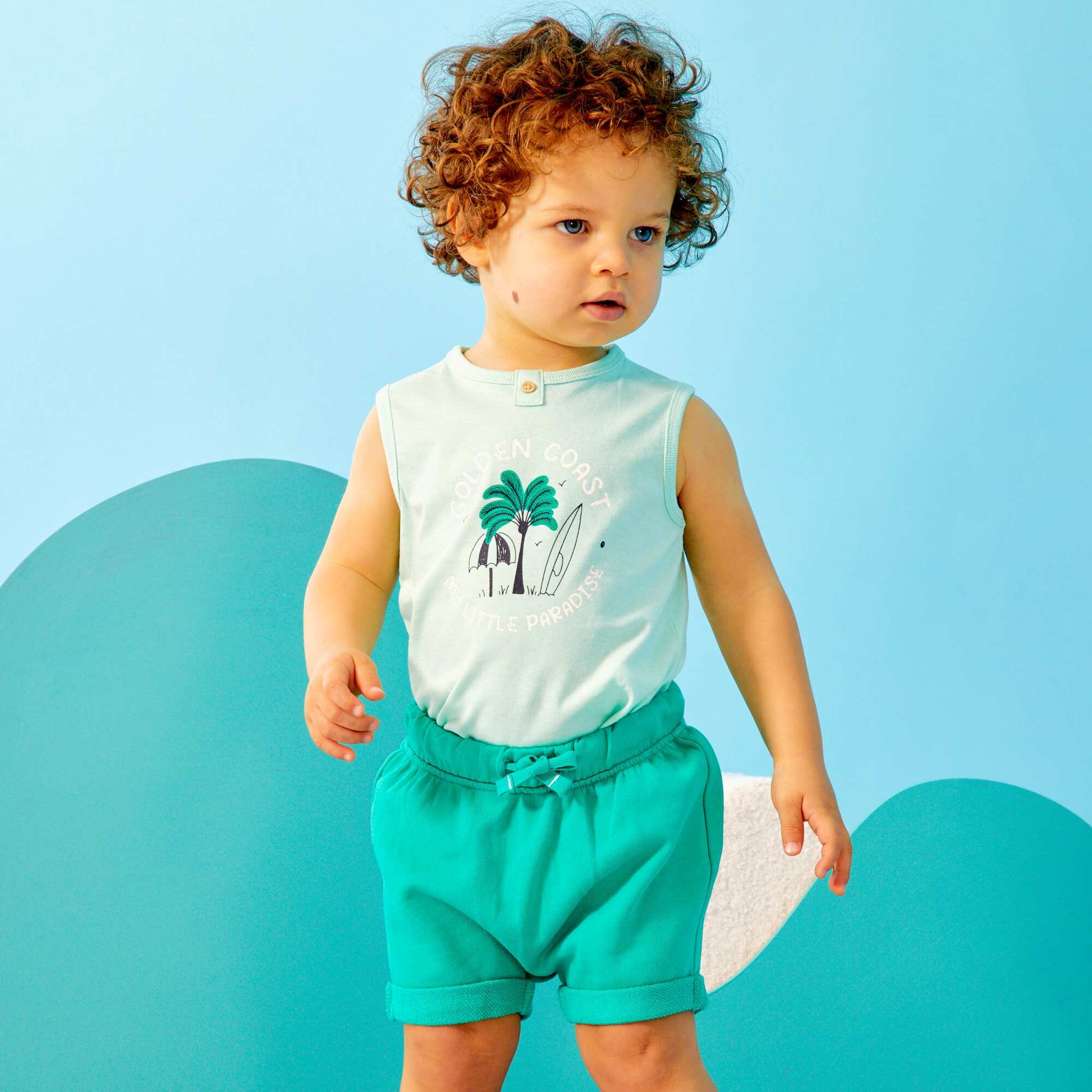 Ensemble d bardeur imprim + short en french terry Vert