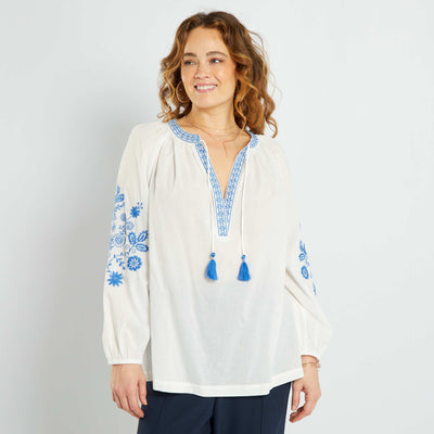 Blouse avec broderie Blanc