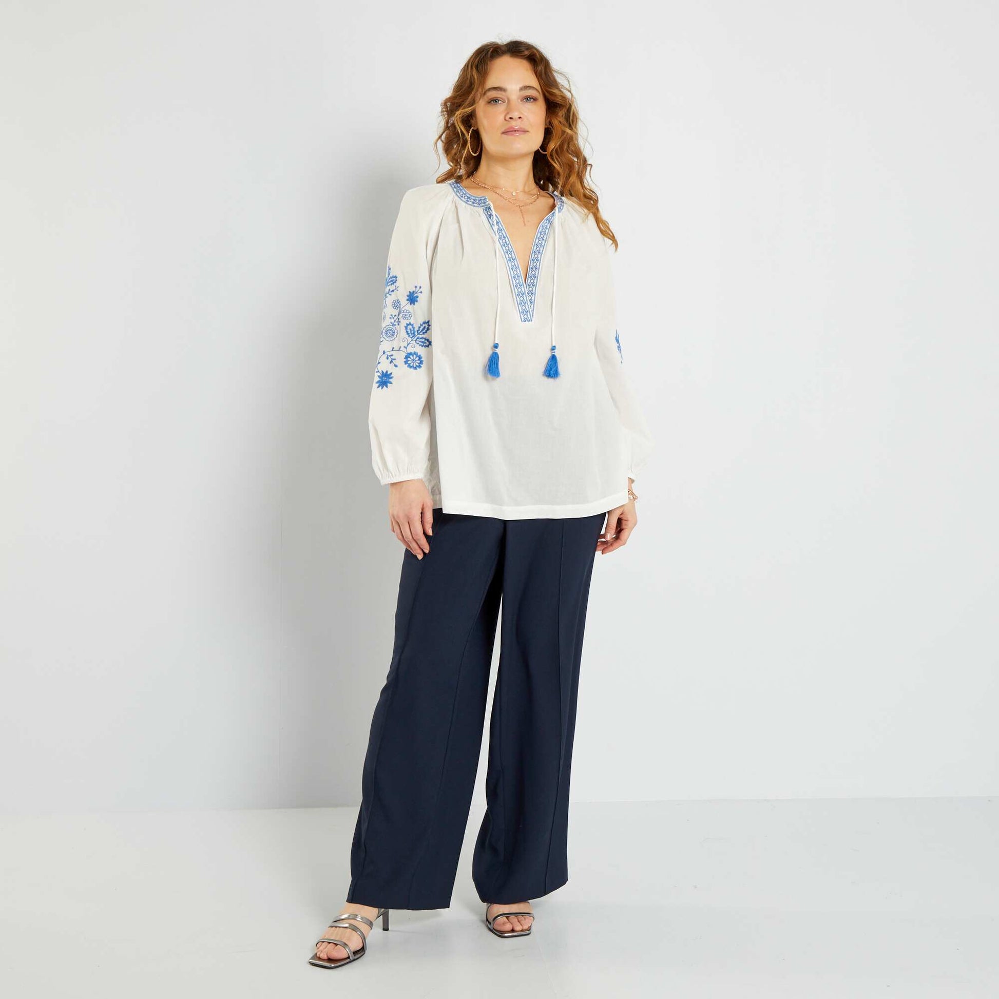 Blouse avec broderie Blanc