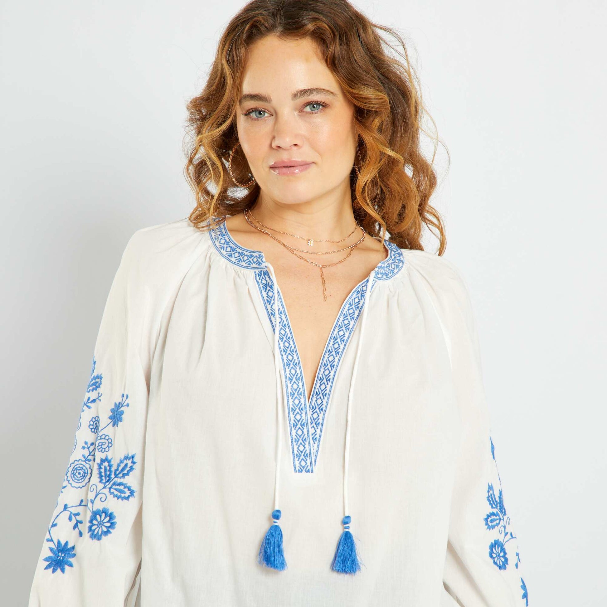 Blouse avec broderie Blanc