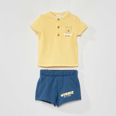 Ensemble tee-shirt + short 'Winnie' Jaune/bleu marine