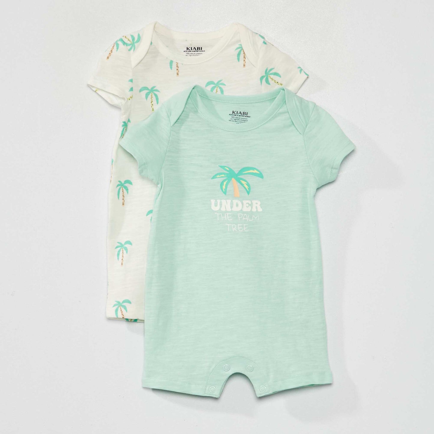 Lot de 2 barboteuses en jersey Vert