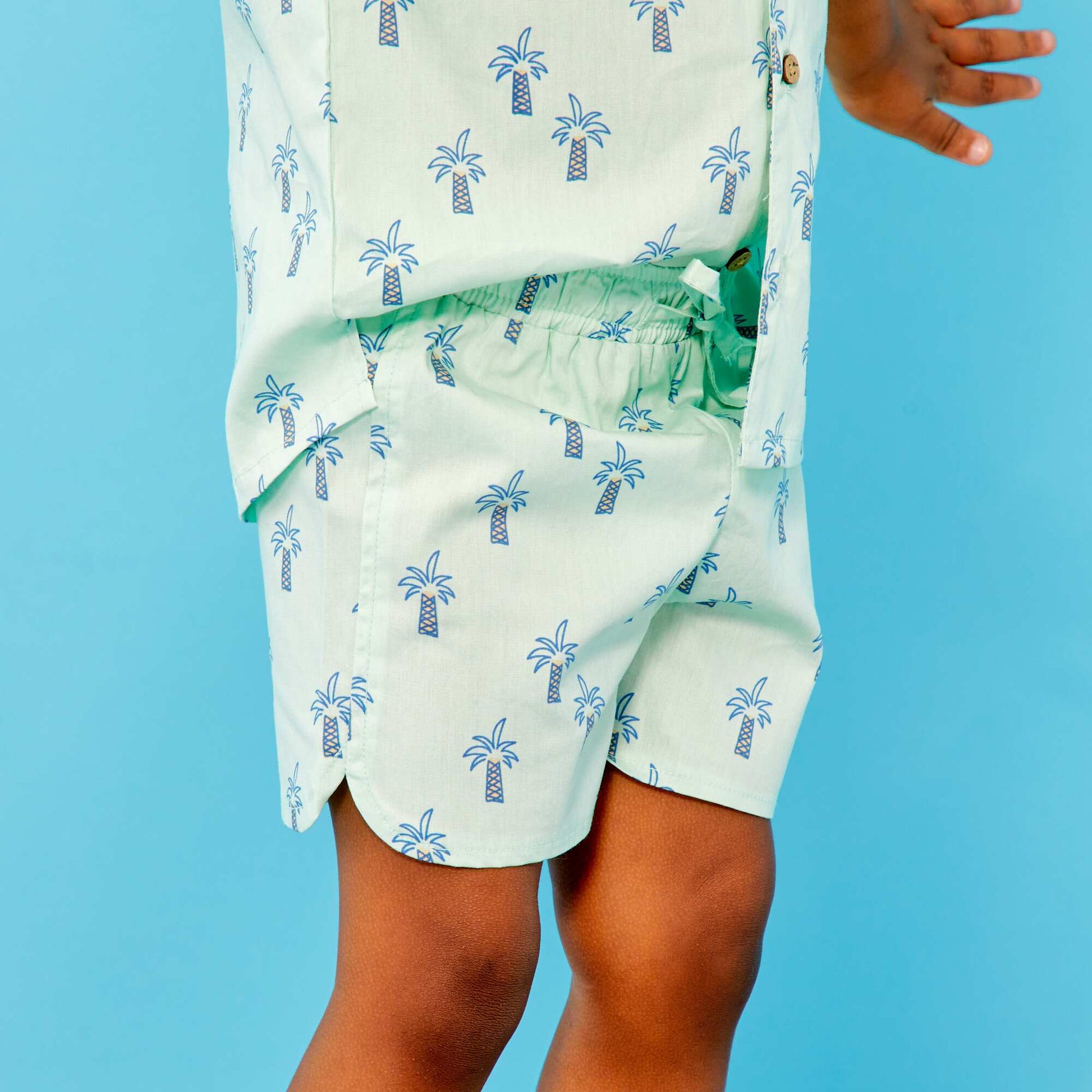 Short en popeline avec imprim Vert