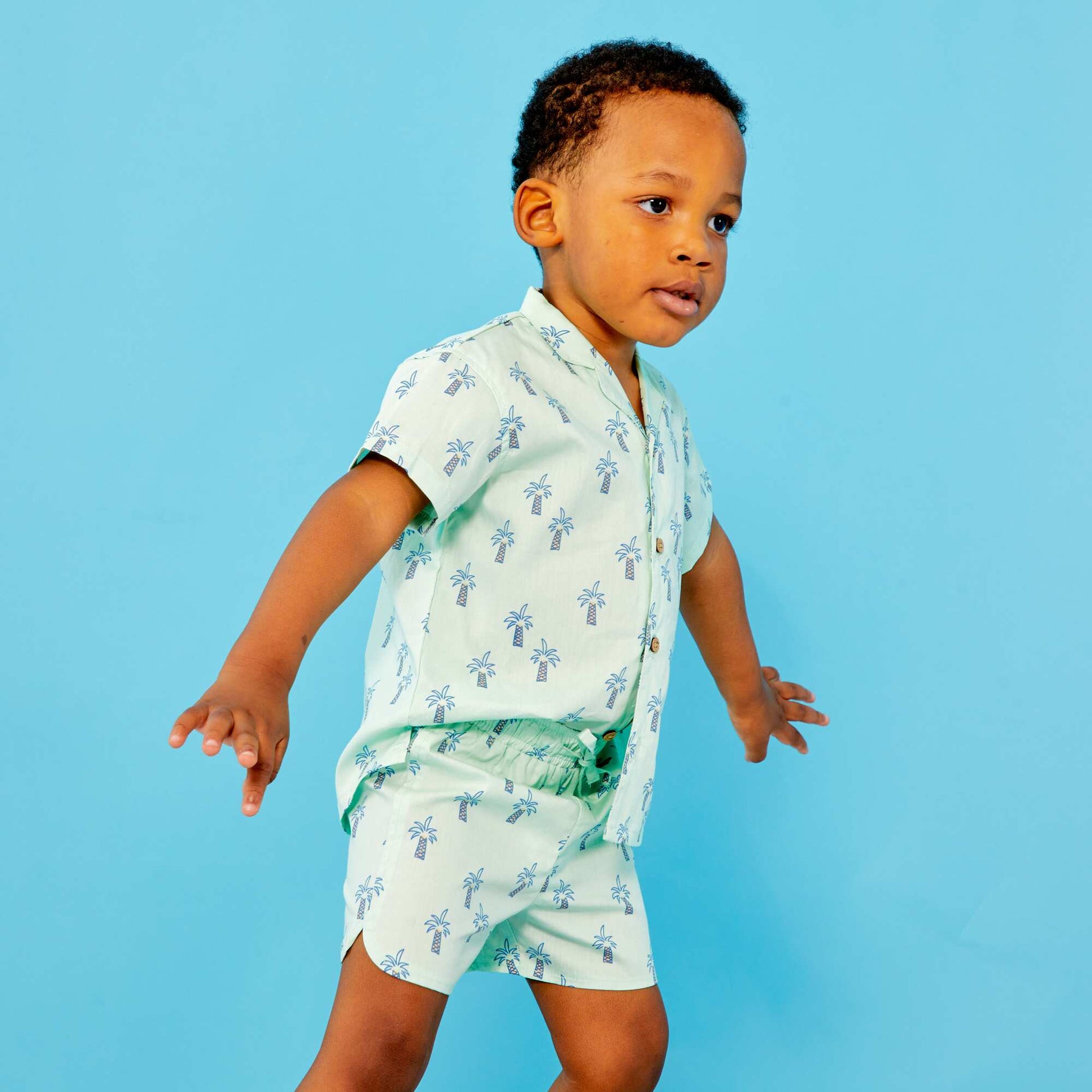Short en popeline avec imprim Vert