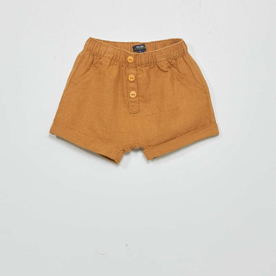 Short en lin Marron