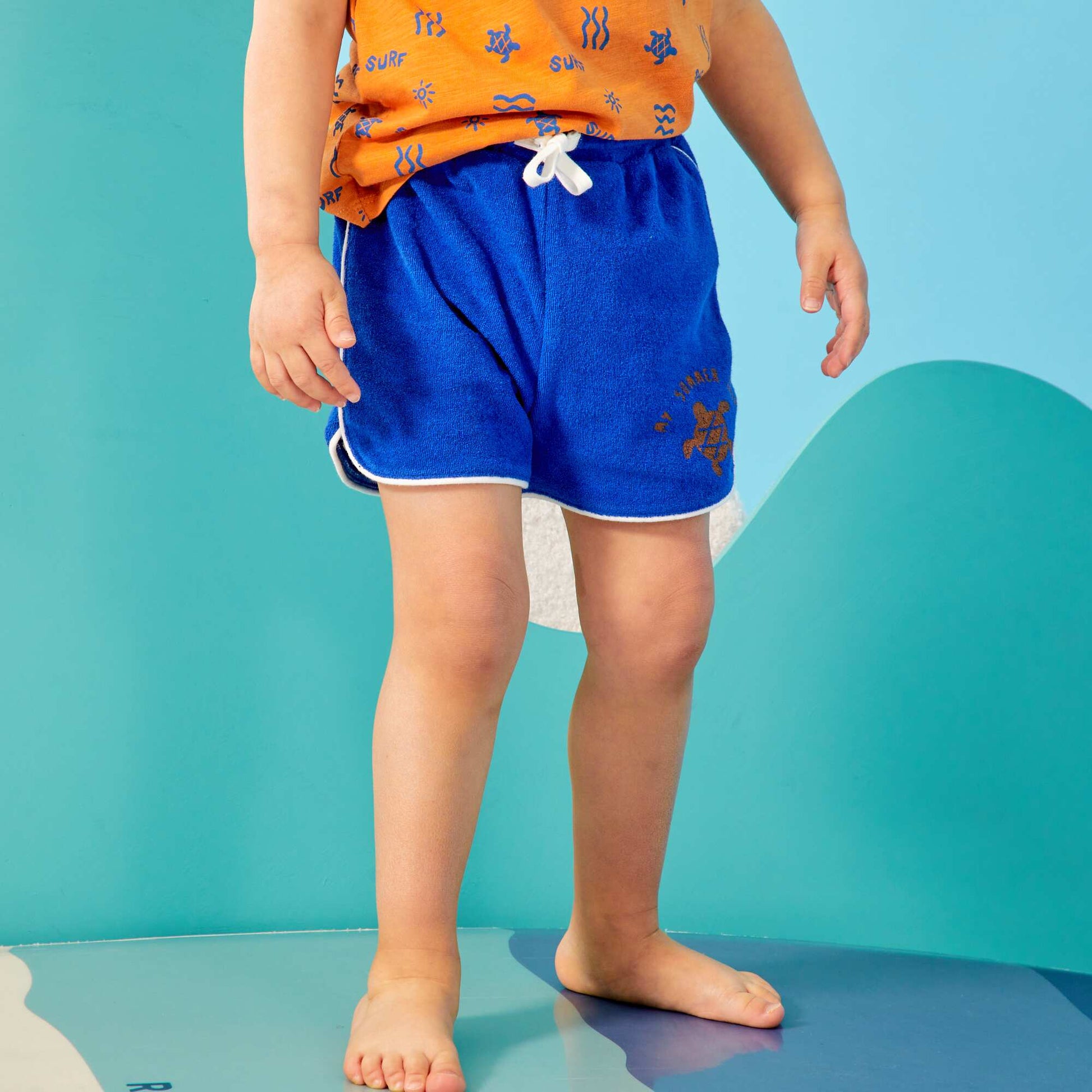 Short en maille ponge Bleu marine