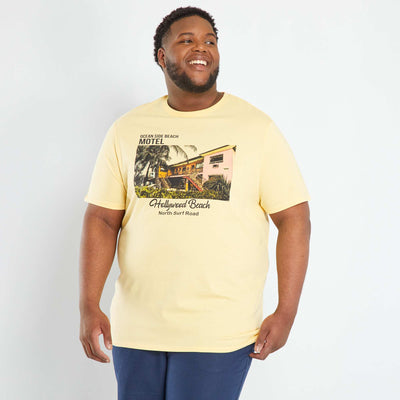 T-shirt col rond imprim Jaune