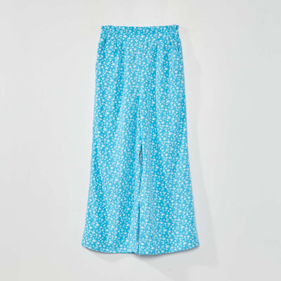 Pantalon coupe large motif Bleu