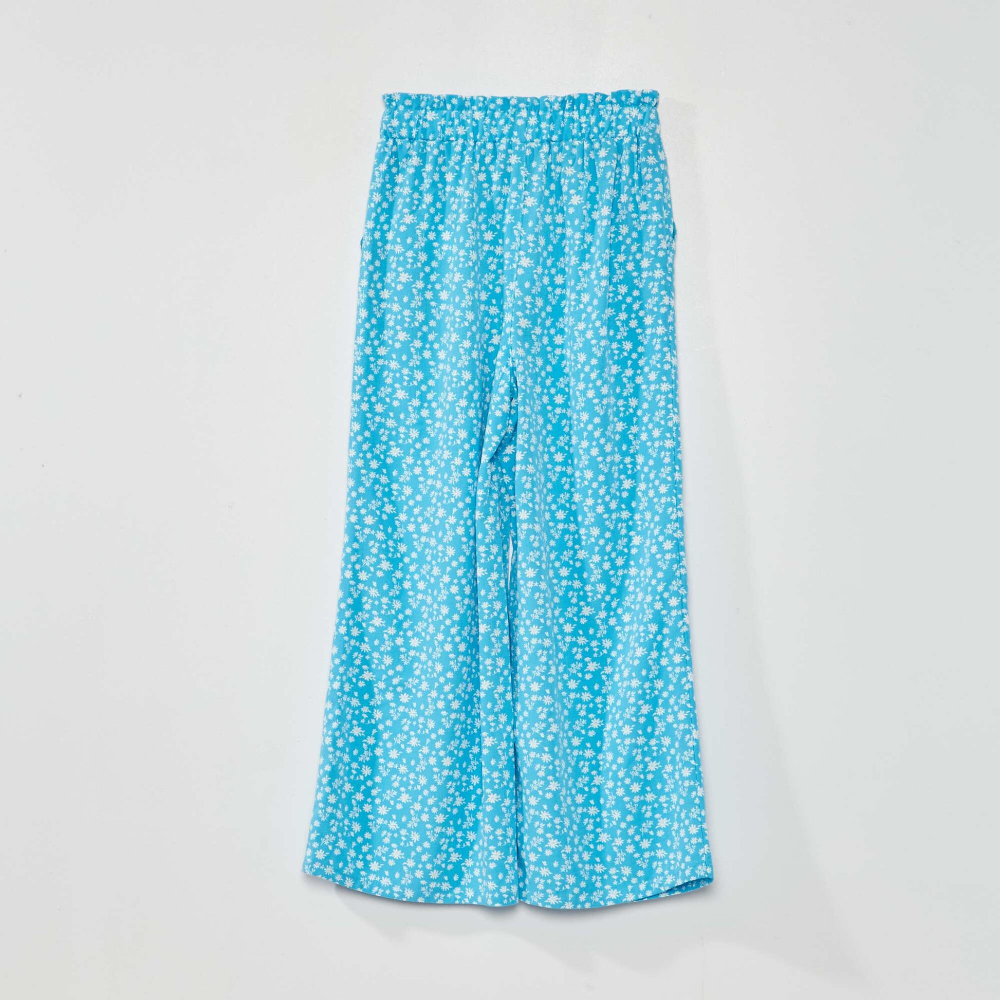 Pantalon coupe large motif Bleu