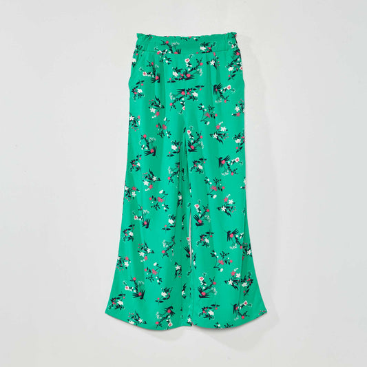 Pantalon coupe large motif Vert