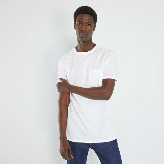 T-shirt col rond uni blanc