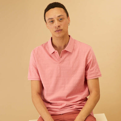 Polo en jersey uni relief rose